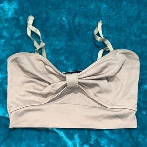 Tan Bow Bralette with Adjustable Straps